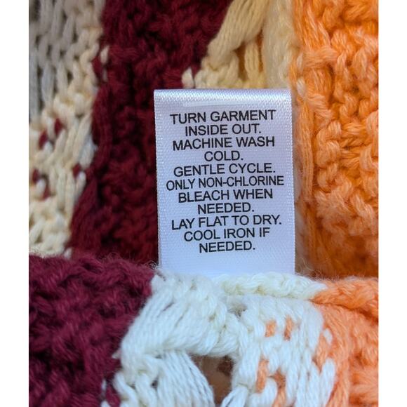 Cato Crochet Sweater Medium Multicolor Stripe Cotton Open Knit Short Sleeve Boho - Picture 9 of 9